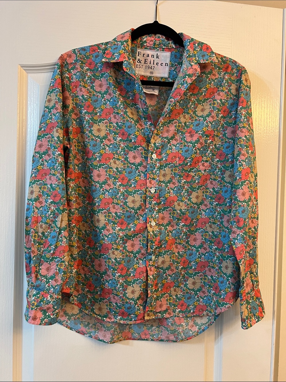 Frank & Eileen Floral Button-Down Shirt in Teal, Pink, Coral, Cream